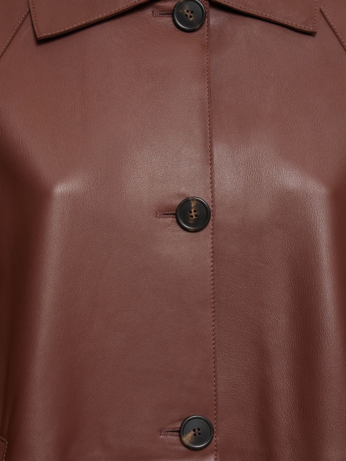 Shop Weekend Max Mara Nevada Long Leather Jacket In Brown