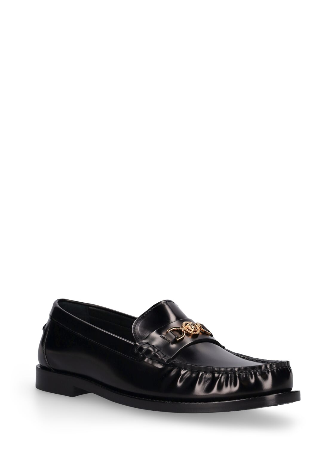 Shop Versace 20mm Leather Loafers In Black