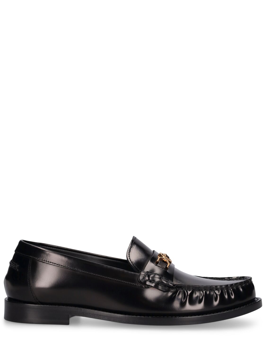 Versace 20mm Leather Loafers In Black