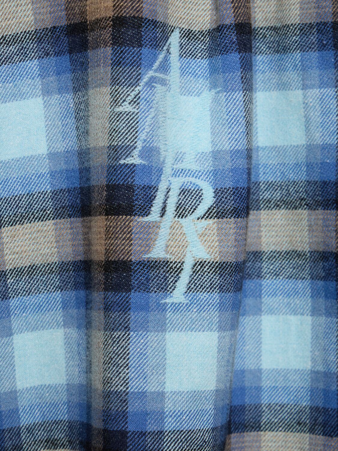 Shop Amiri Checked Cotton Blend Flannel Shirt In Multi,blue