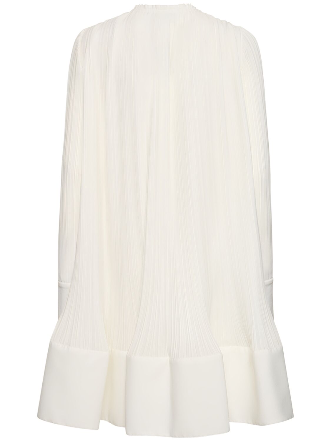 Shop Lanvin Pleated Viscose Flared Mini Dress In White