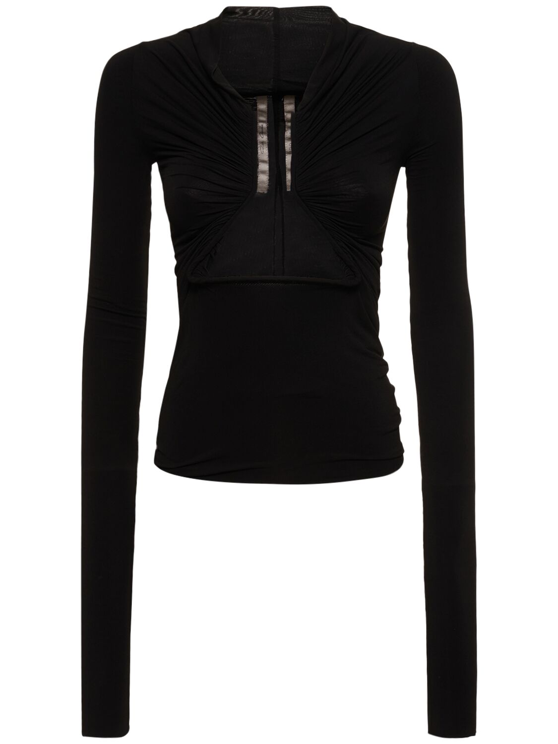 Rick Owens Prong Open Front Jersey Top In Black