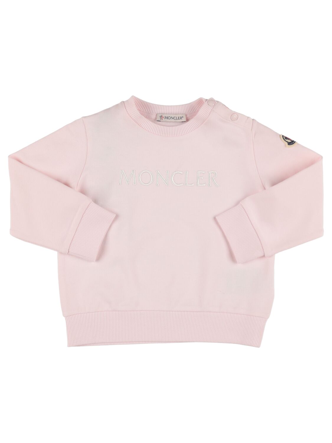 Moncler Kids' 弹力棉质卫衣 In Pink
