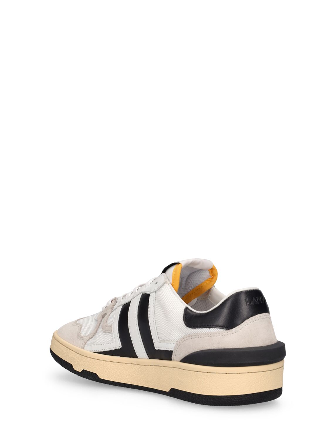 Shop Lanvin 10mm Clay Poly & Leather Sneakers In White,black