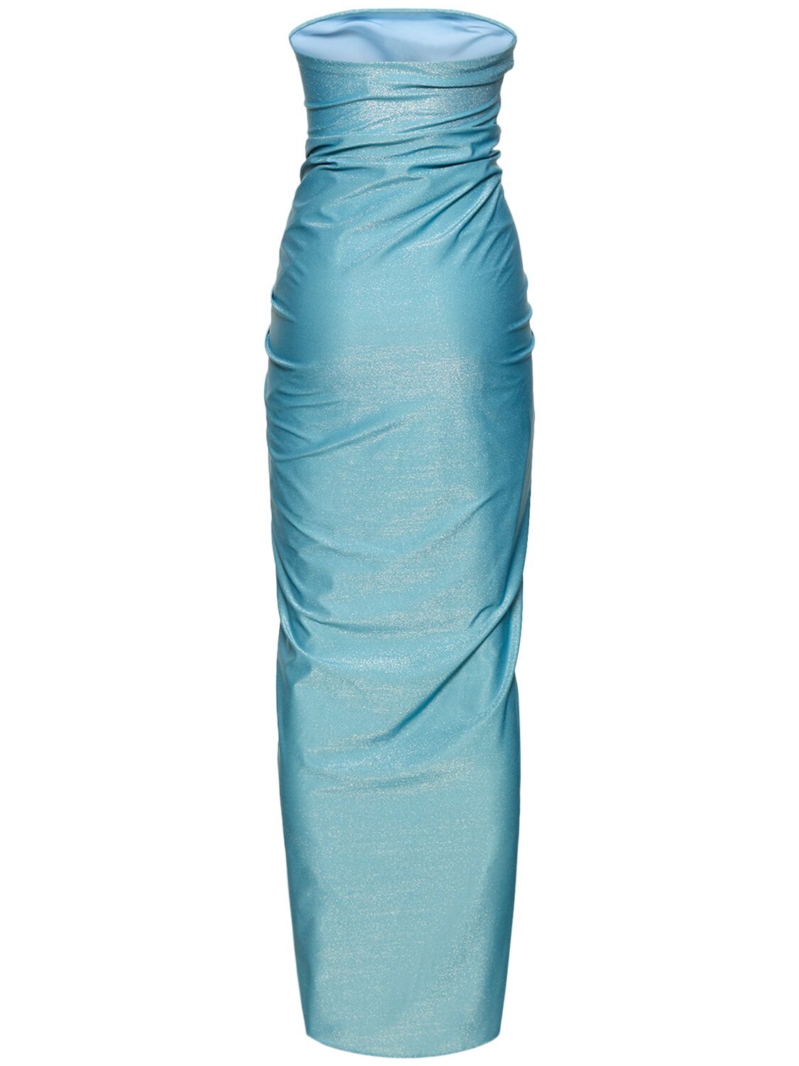 Shop Baobab Rhea Strapless Stretch Tech Long Dress In Blue