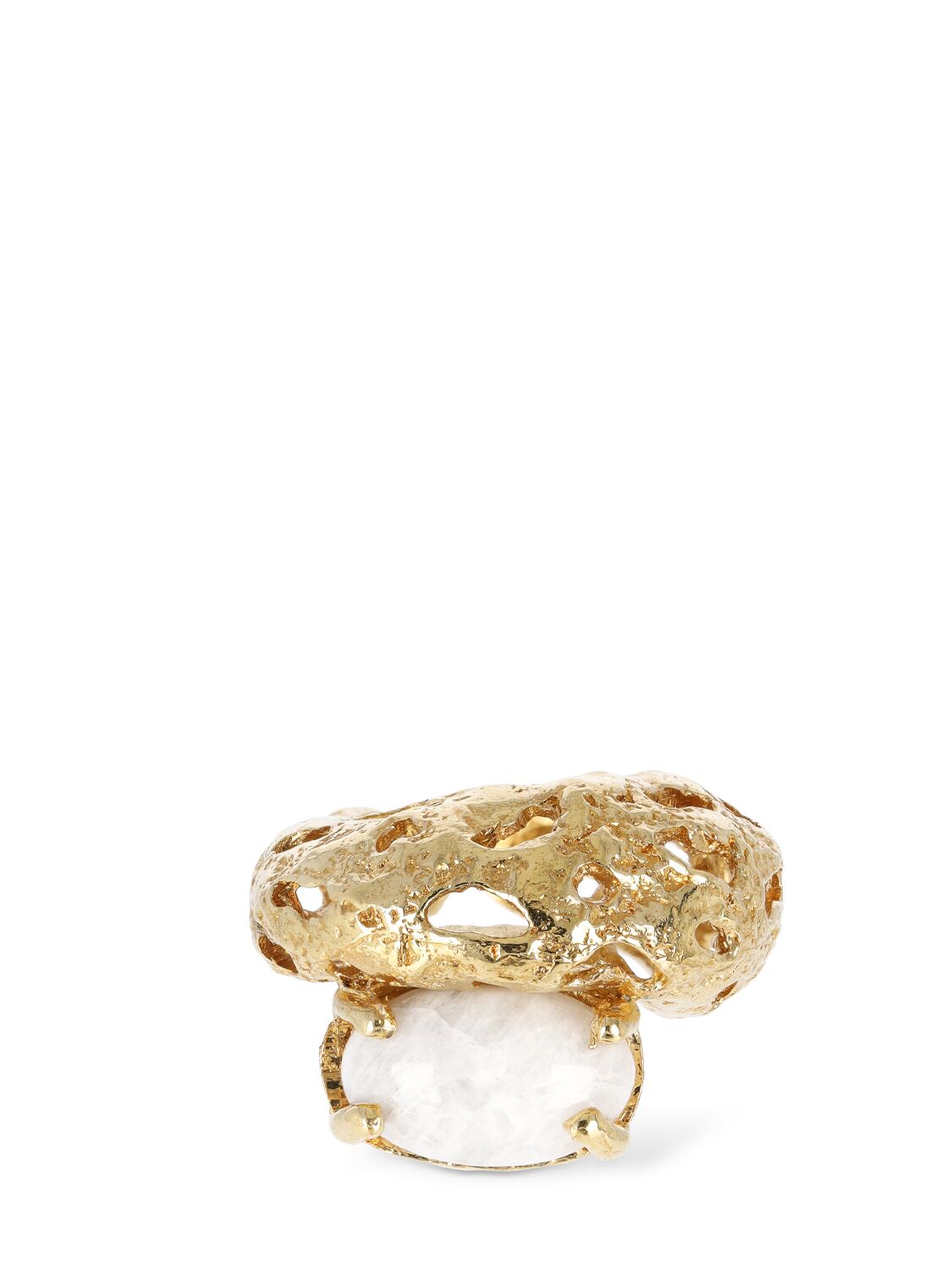 Shop Paola Sighinolfi Mayge Stone Thick Ring In Gold,white