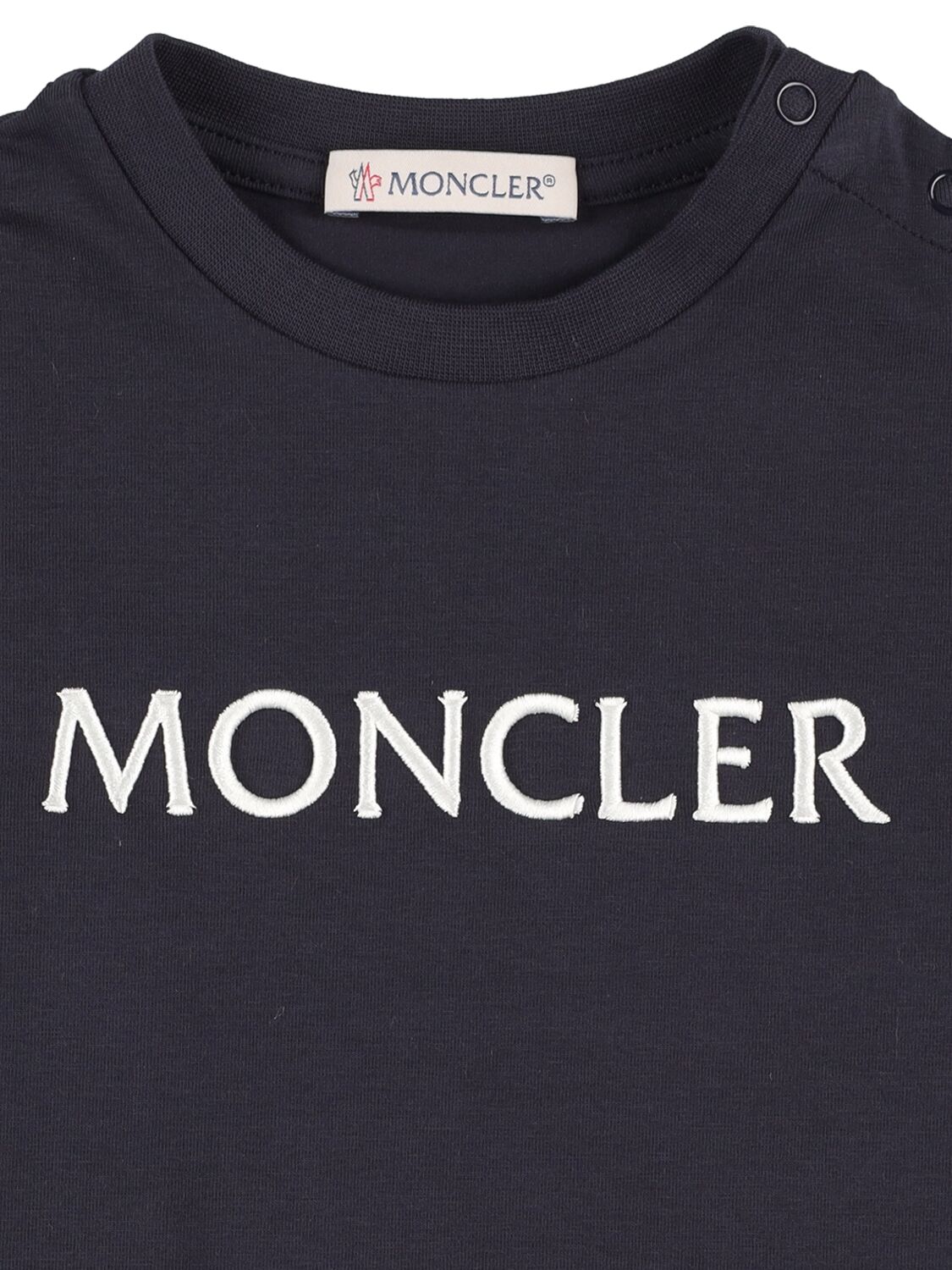 Shop Moncler Stretch Cotton Jersey T-shirt In Blue