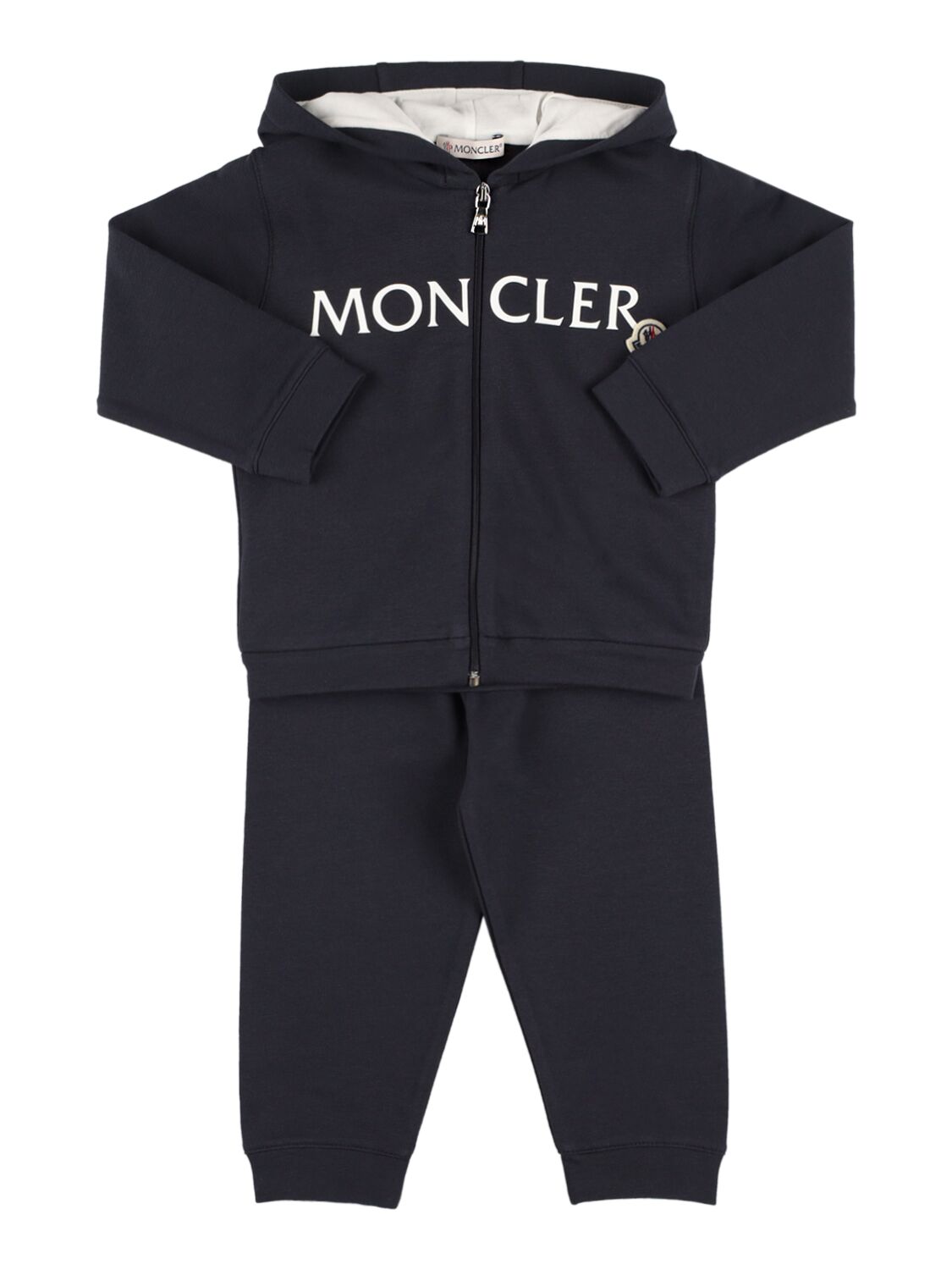 Moncler Kids' Stretch Cotton Hoodie & Sweatpants In Blue