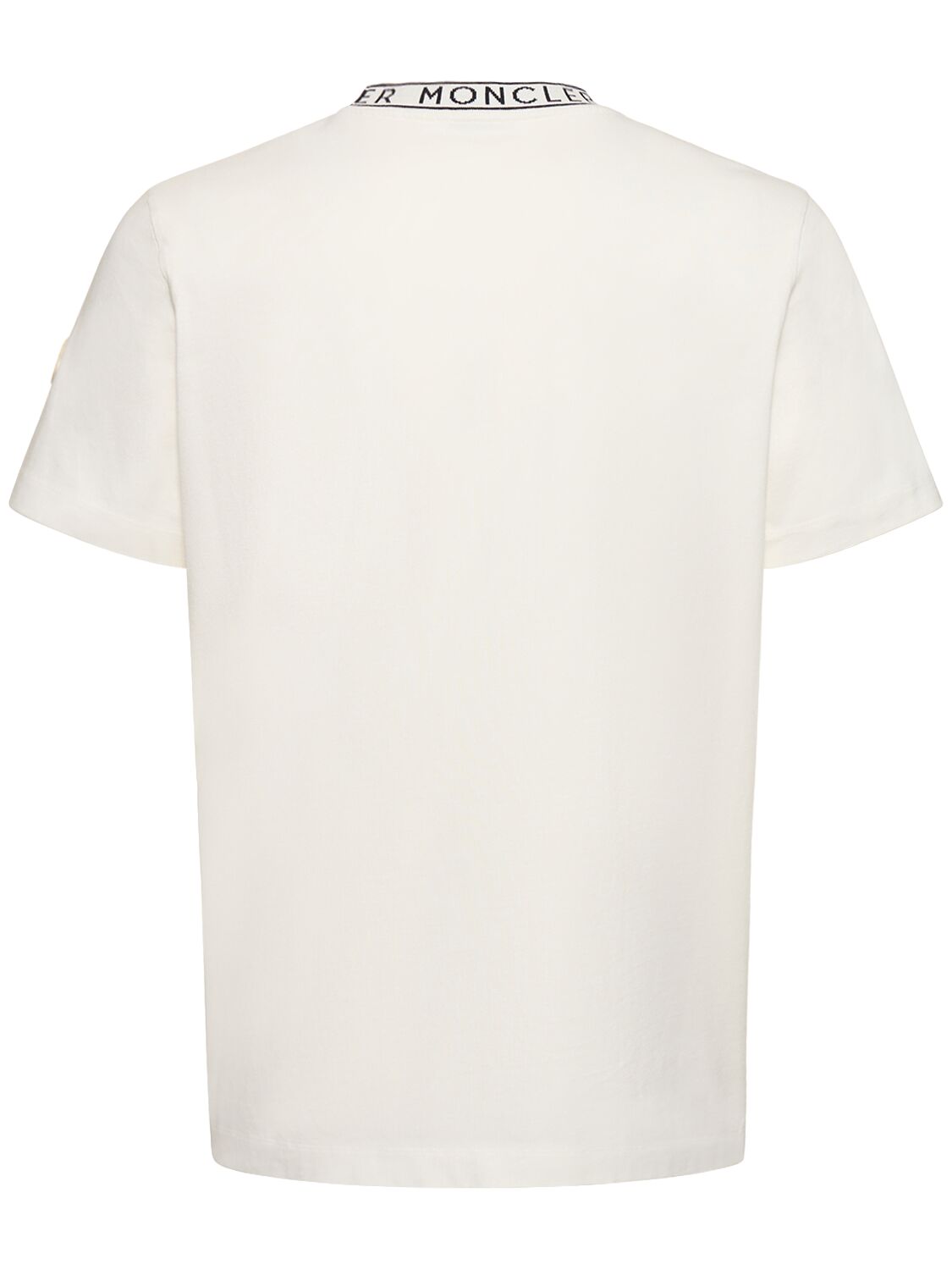 Shop Moncler Logo Cotton Jersey T-shirt In White