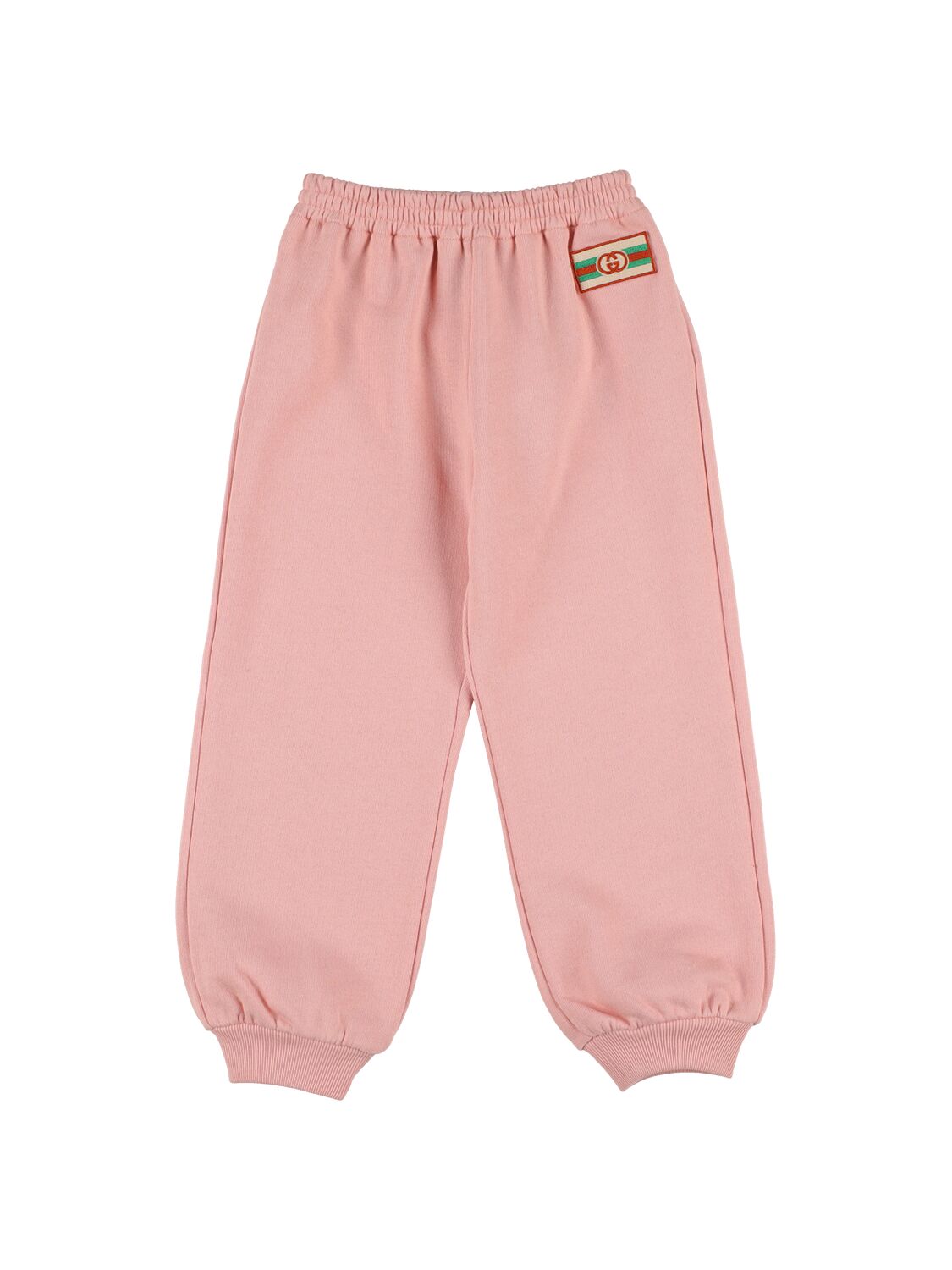 Gucci Kids' 棉质平纹针织裤子 In 핑크
