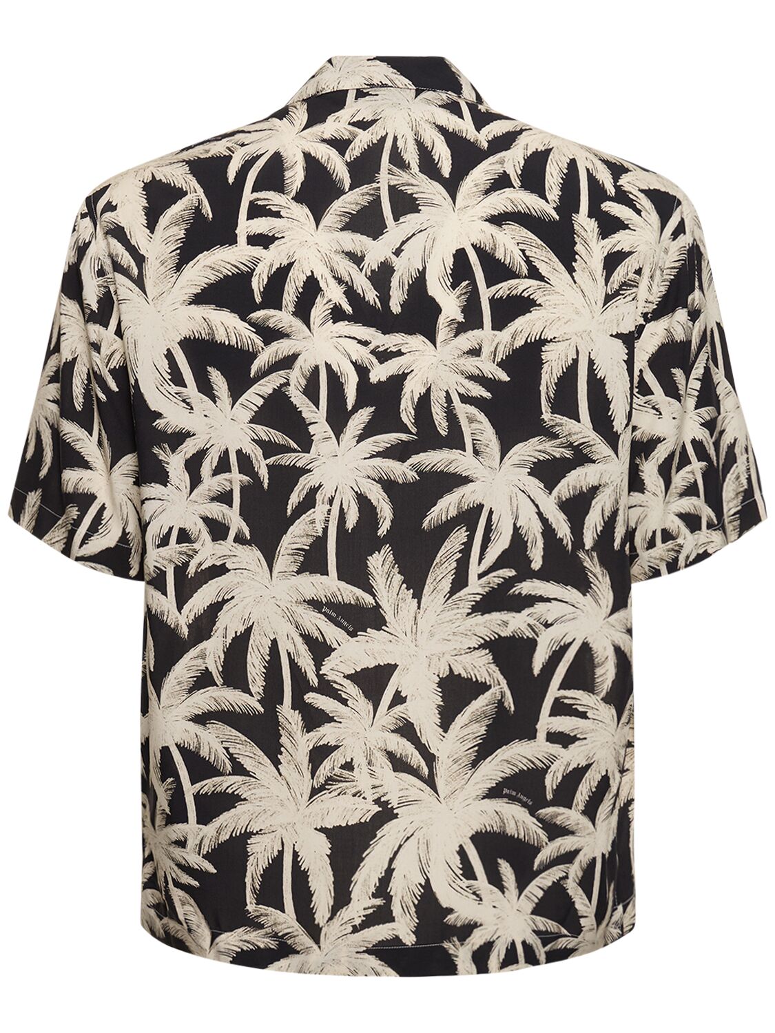 Shop Palm Angels Palm Print Viscose Shirt In Black,white