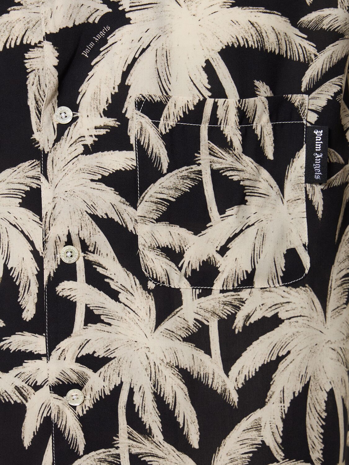 Shop Palm Angels Palm Print Viscose Shirt In Black,white