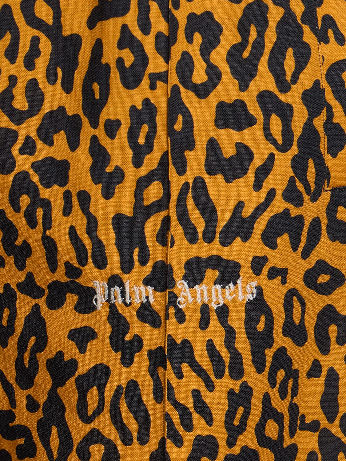Shop Palm Angels Cheetah Linen Blend Track Pants In Orange,black