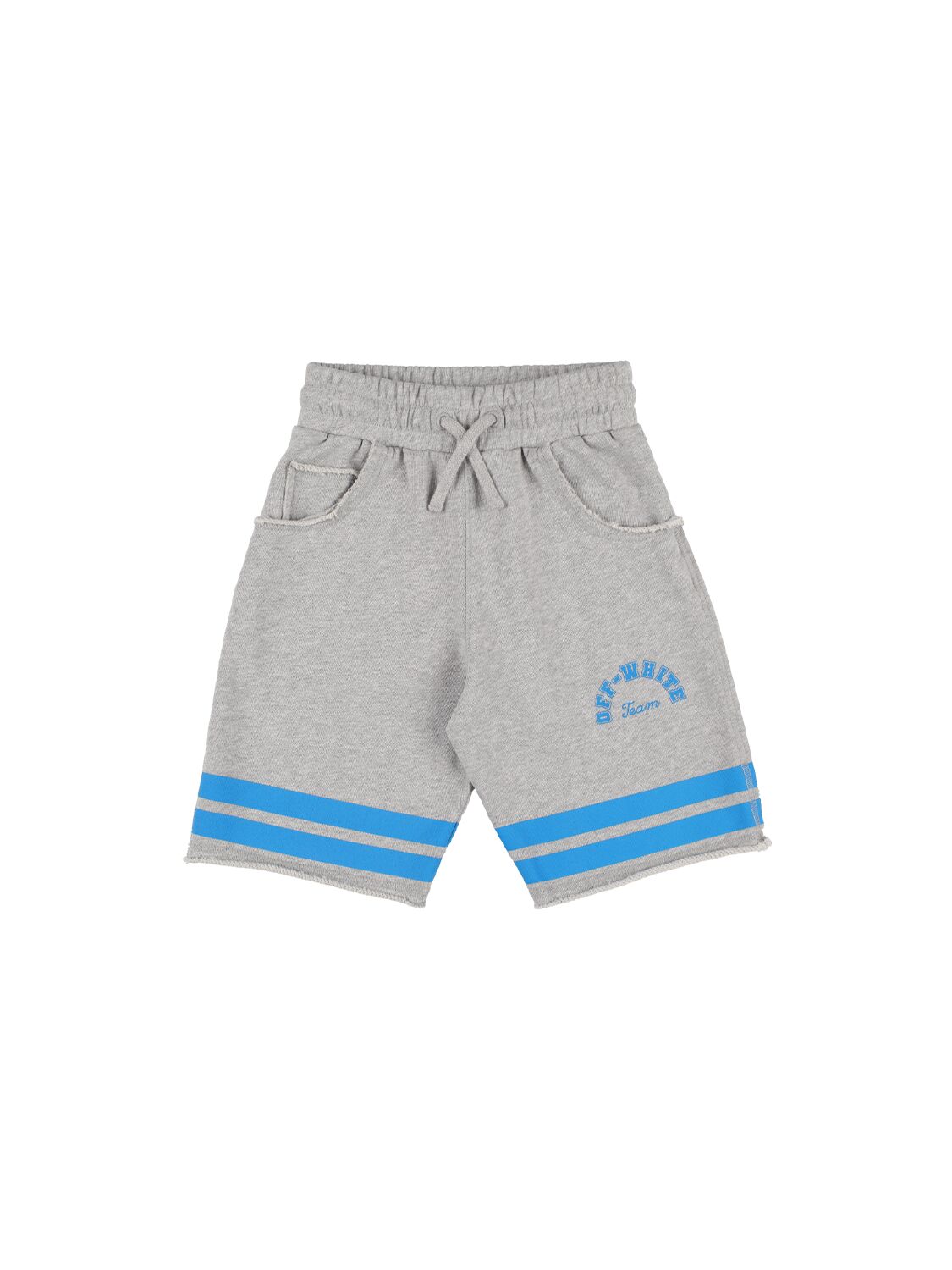 Off-white Kids' Team 23 Cotton Sweat Shorts In Grey,blue
