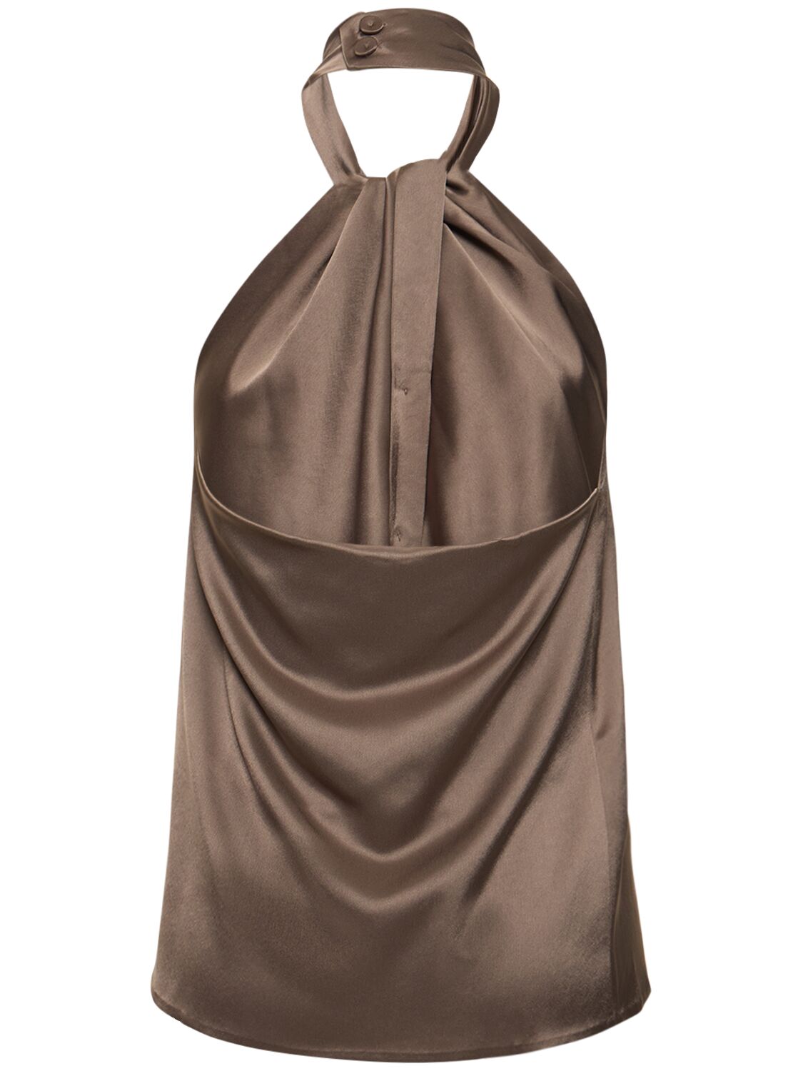 Shop Nanushka Neline Satin Halter Top In Brown