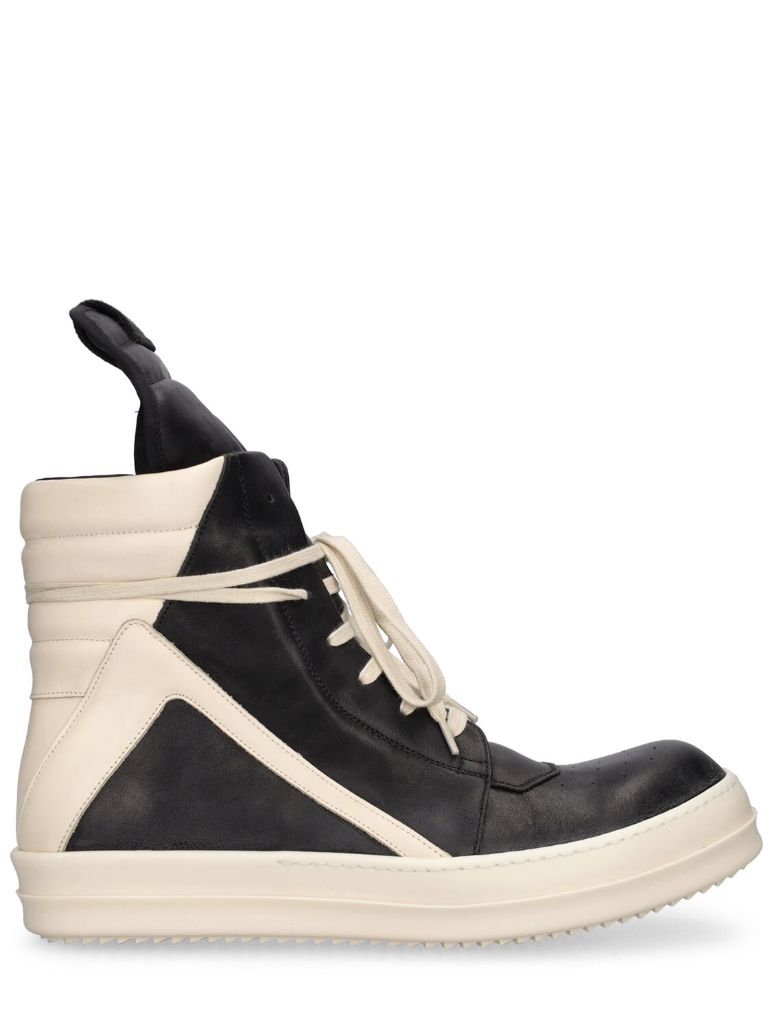 Shop Rick Owens Geobasket High Top Sneakers In Black,milk