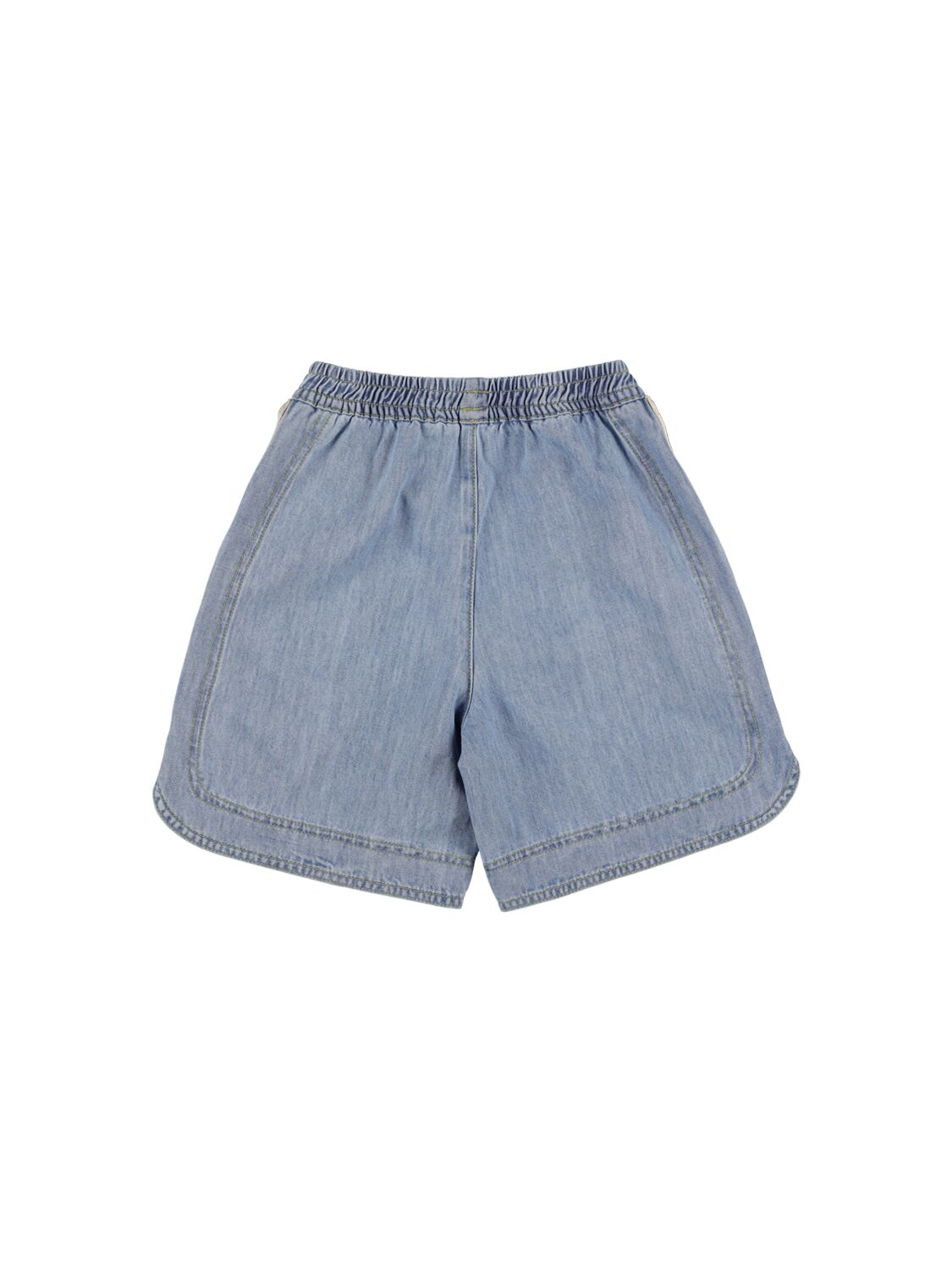 Shop Palm Angels Pa Track Cotton Chambray Boxer Shorts In Blue