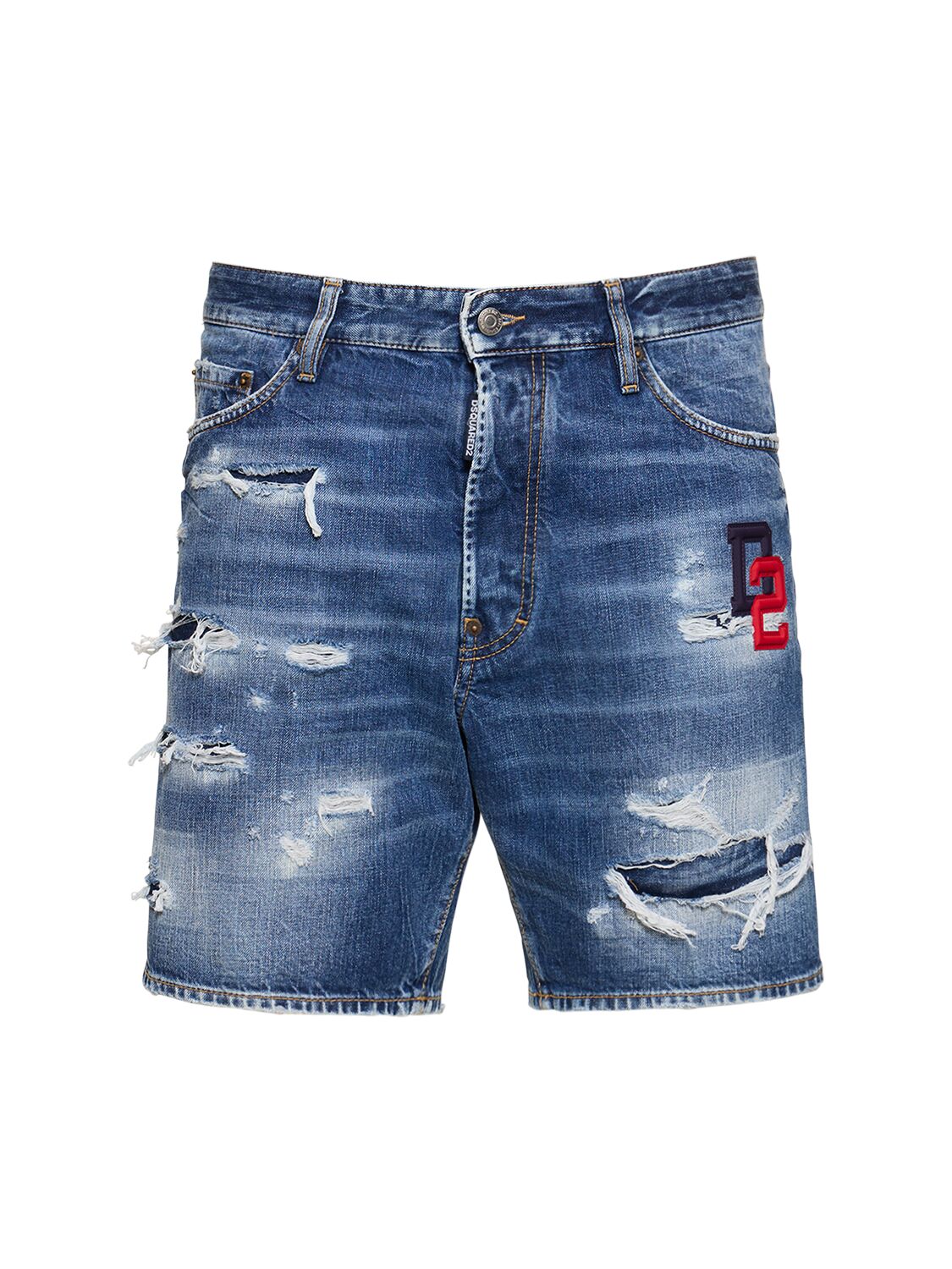 Dsquared2 Marine Fit Cotton Shorts In Blue