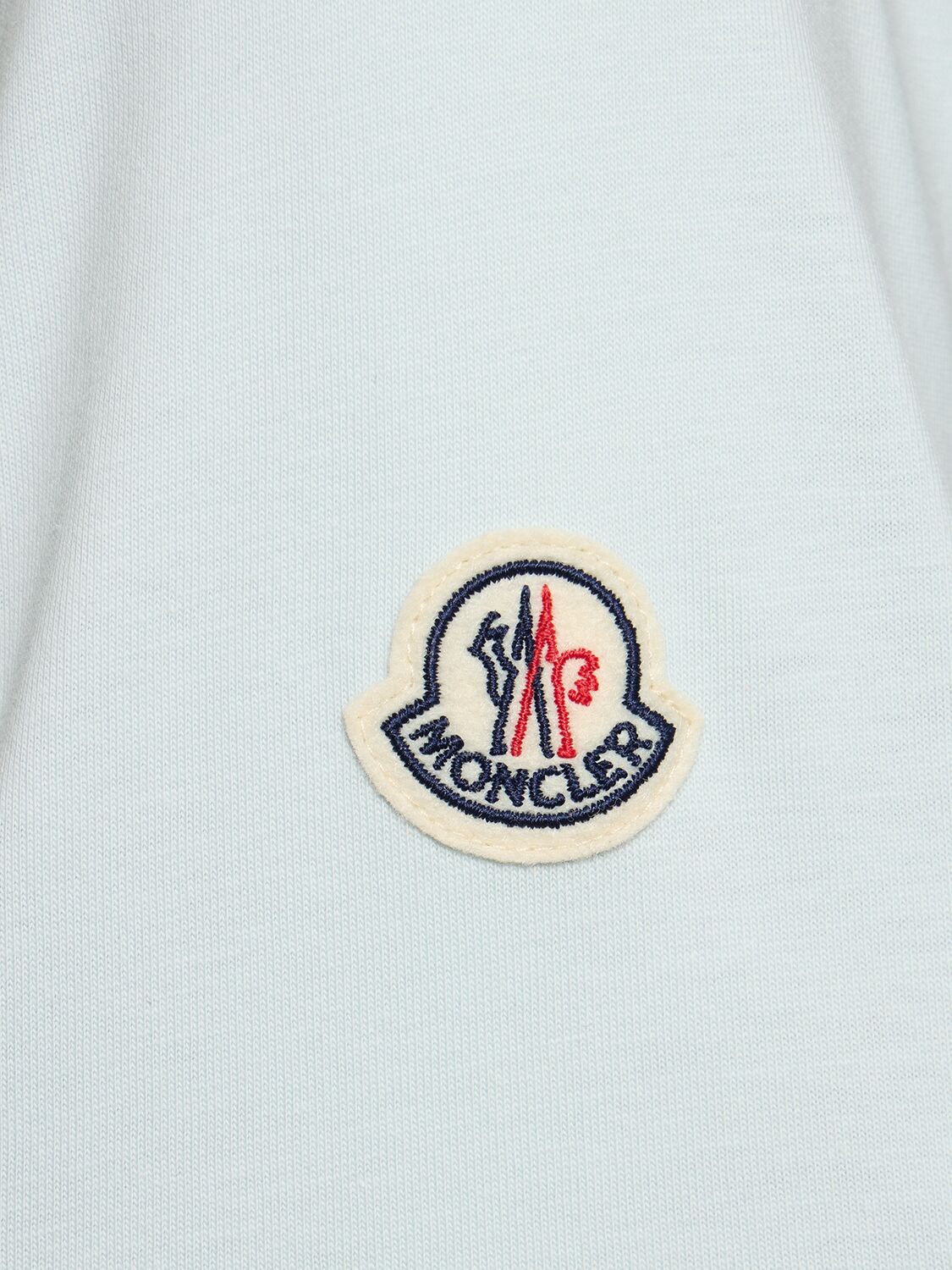 Shop Moncler Logo Cotton Jersey T-shirt In Blue