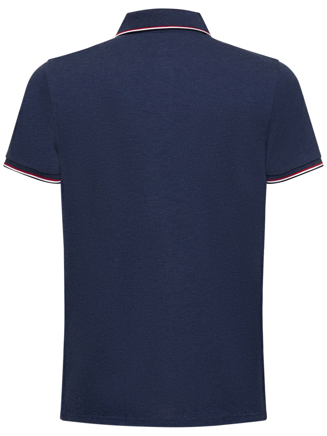 Shop Moncler Logo Patch Cotton Polo Shirt In Blue