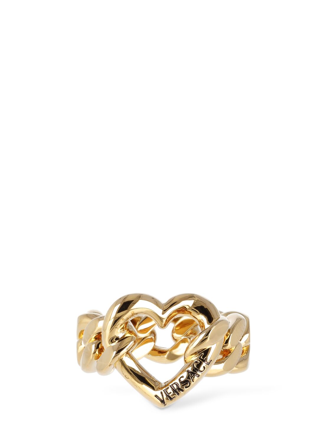 Shop Versace Logo Band Ring In Gold