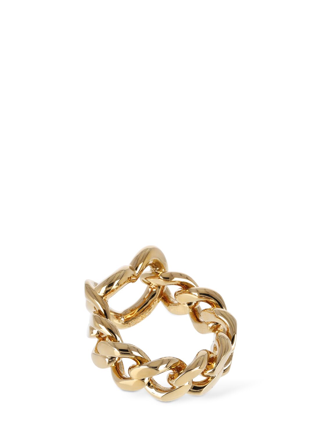Shop Versace Logo Band Ring In Gold