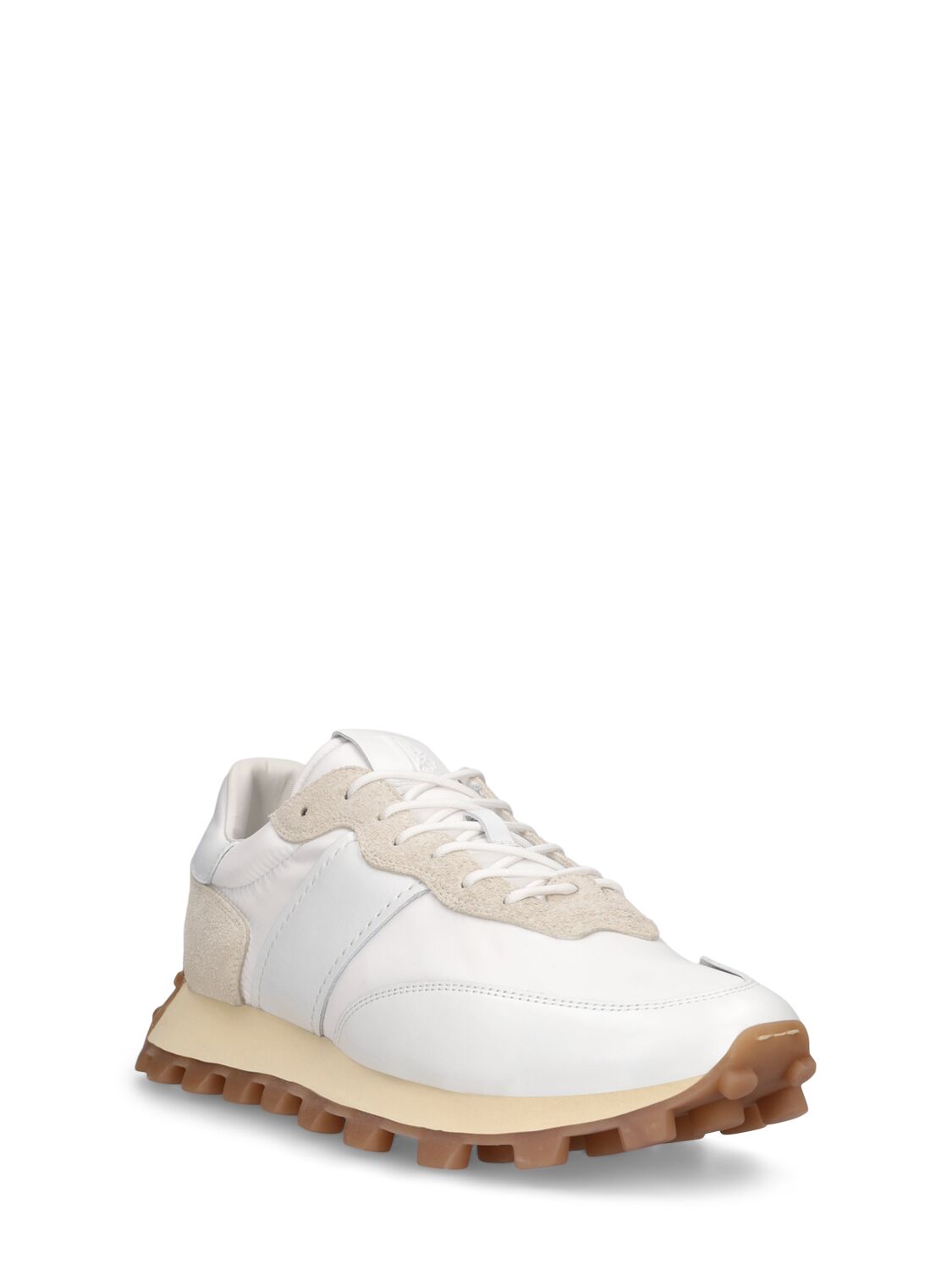 Shop Tod's Running Suede & Mesh Sneakers In White