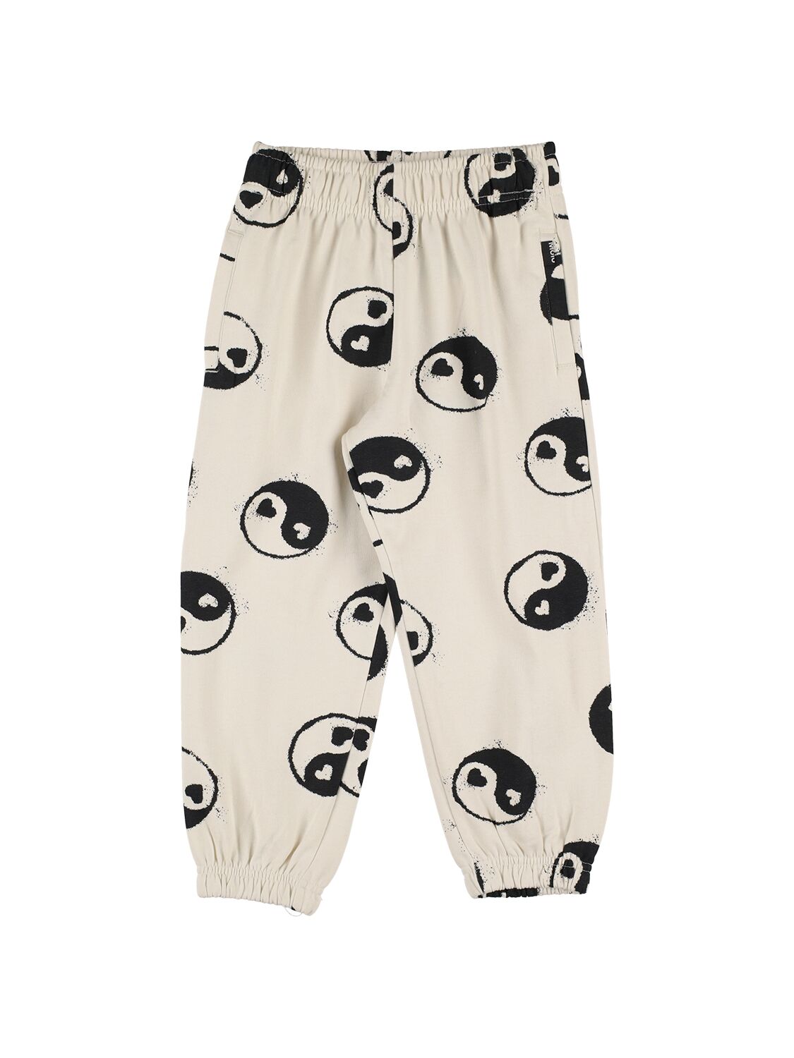 Molo Kids' Yin Yang Print Organic Cotton Sweatpants In White,black