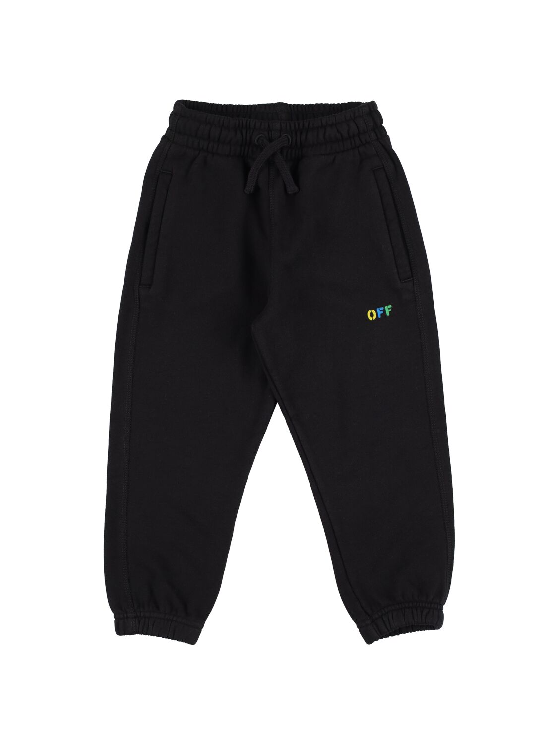 Off-white Kids' Diag Rainbow Cotton Sweatpants In Black