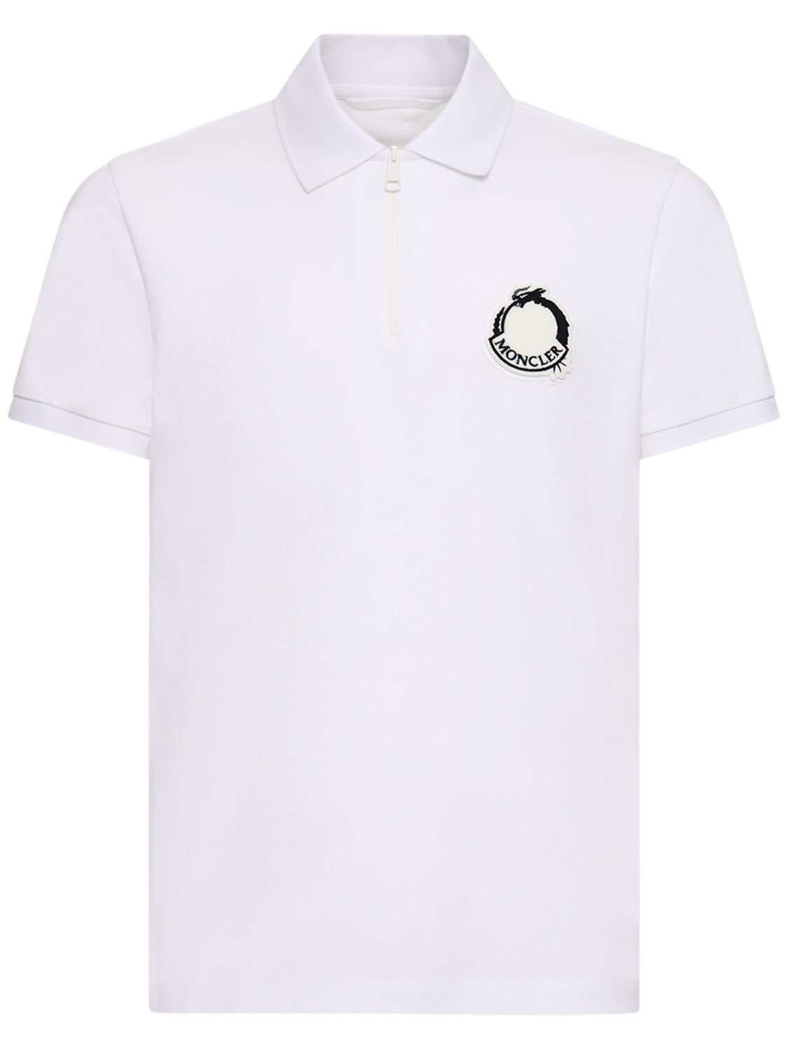 Moncler Cny Cotton Piquet Polo Shirt In White