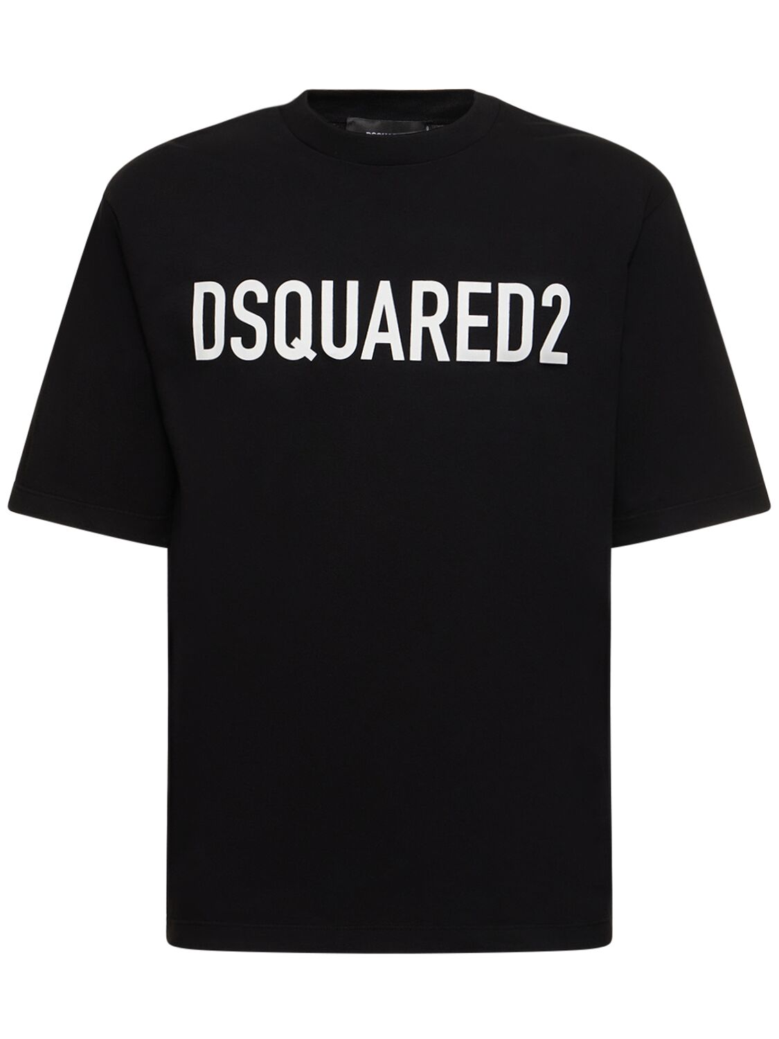 Dsquared2 Loose Fit Printed Cotton T-shirt In Black