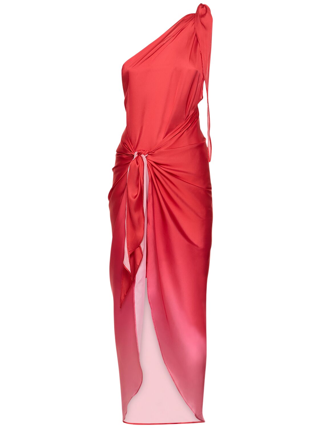Image of Marea Satin Long Dress W/knot Detail