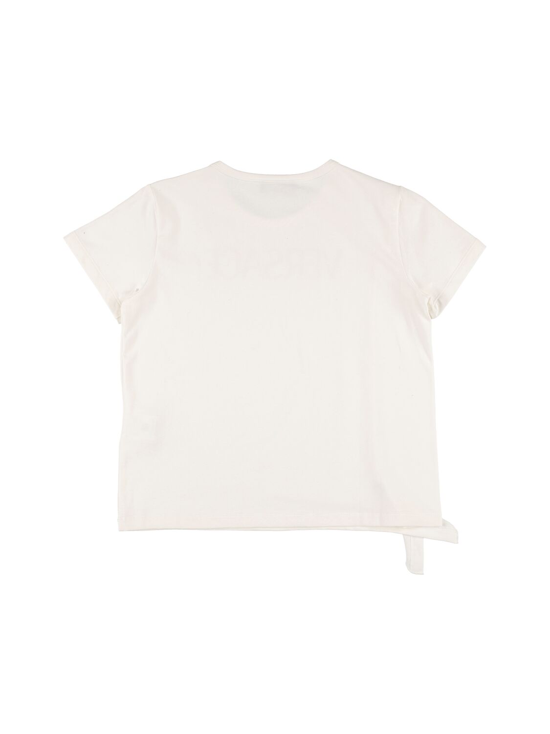 Shop Versace Embroidered Cotton Jersey T-shirt In White,pink