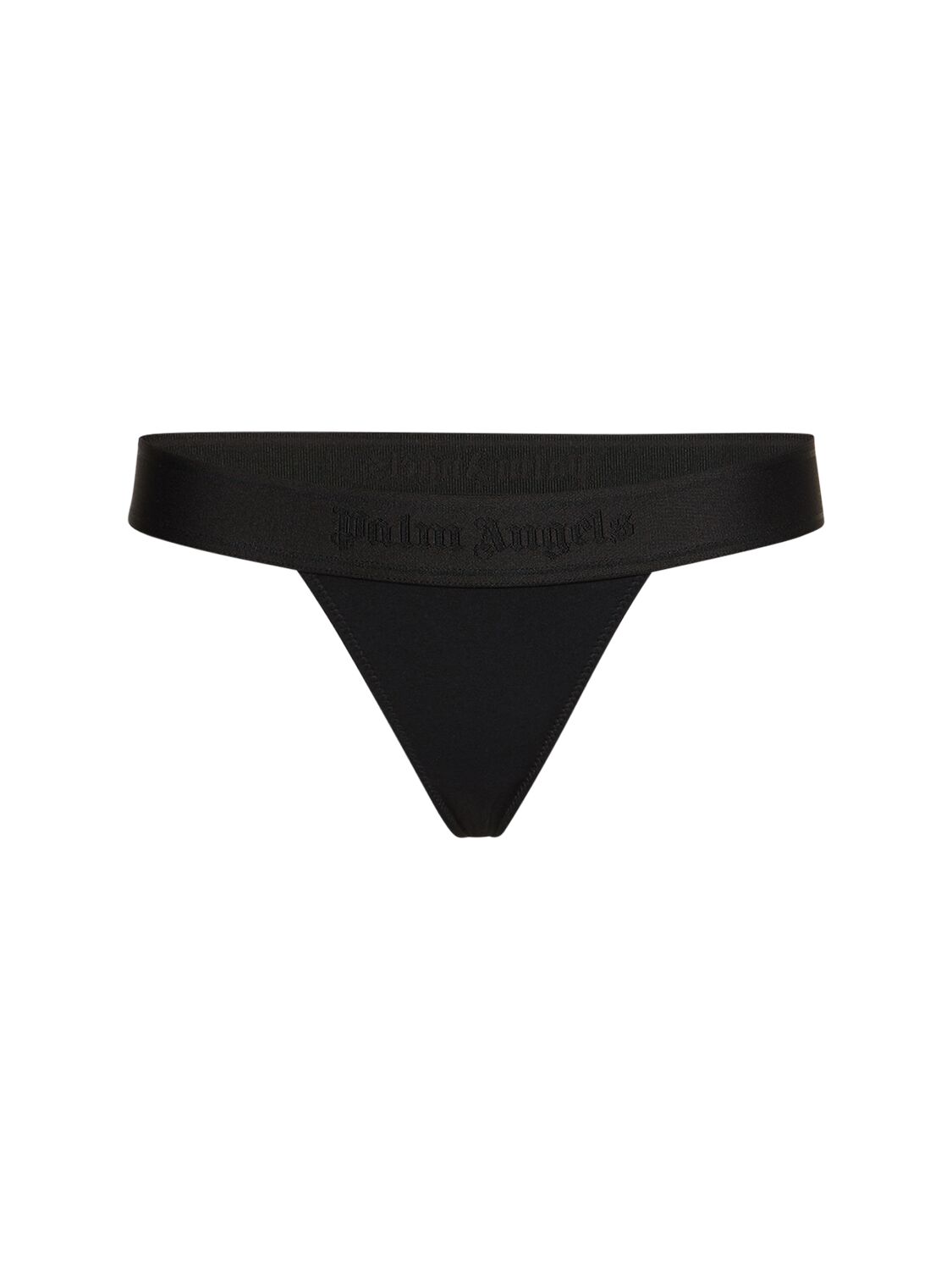 Palm Angels Logo Tape Cotton Thong In Black