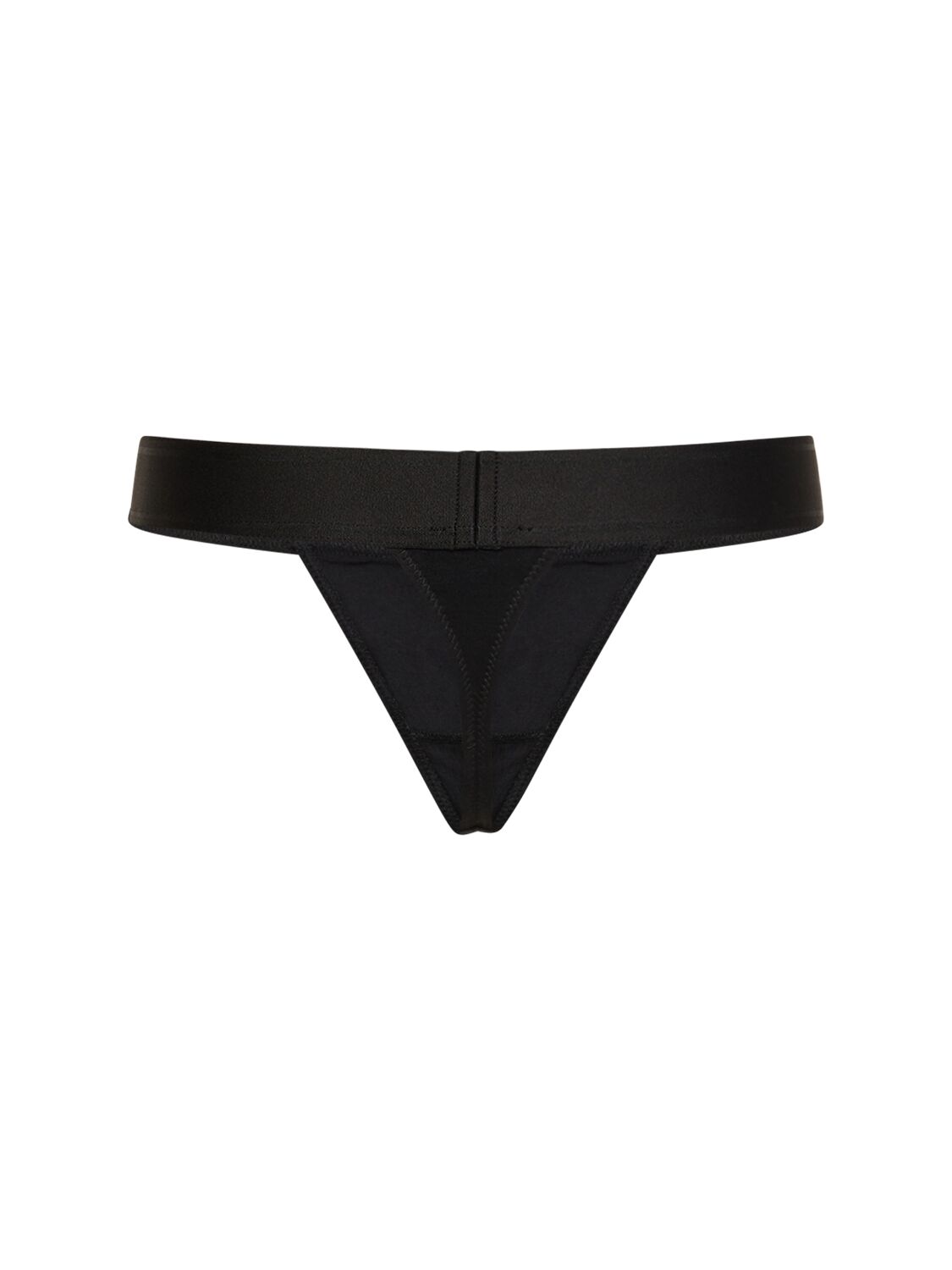 Shop Palm Angels Logo Tape Cotton Thong In Black