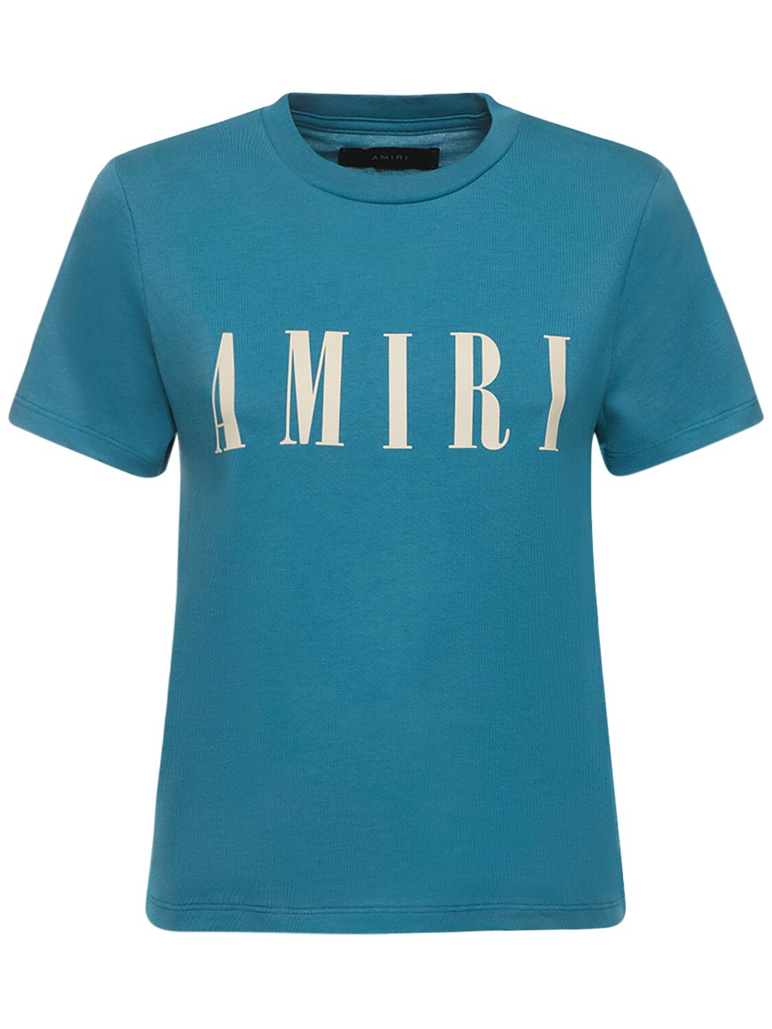 Amiri Logo Printed Cotton Jersey T-shirt In Blue