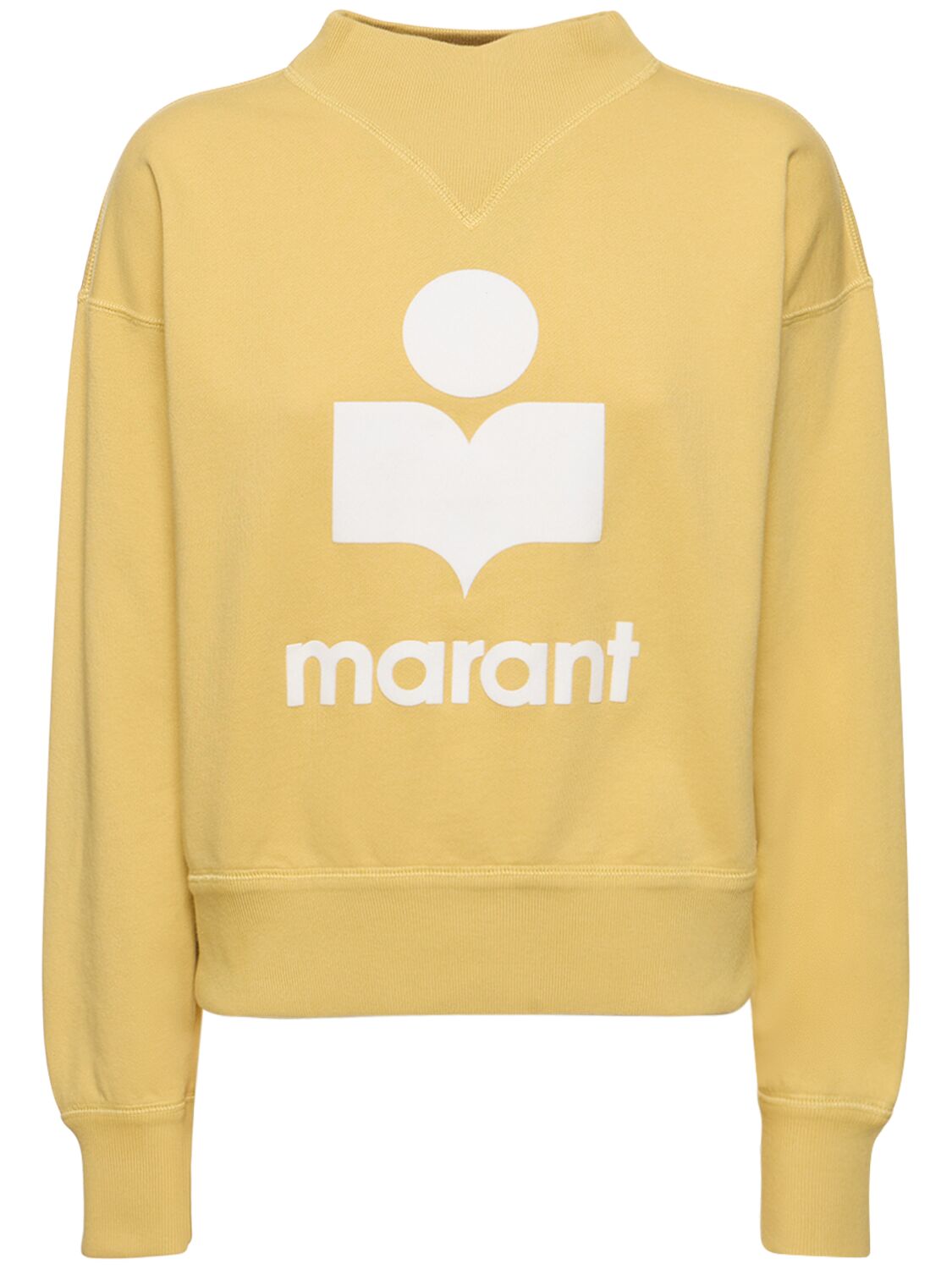 Marant Etoile Moby Logo Cotton Blend Sweatshirt In Yellow,ecru