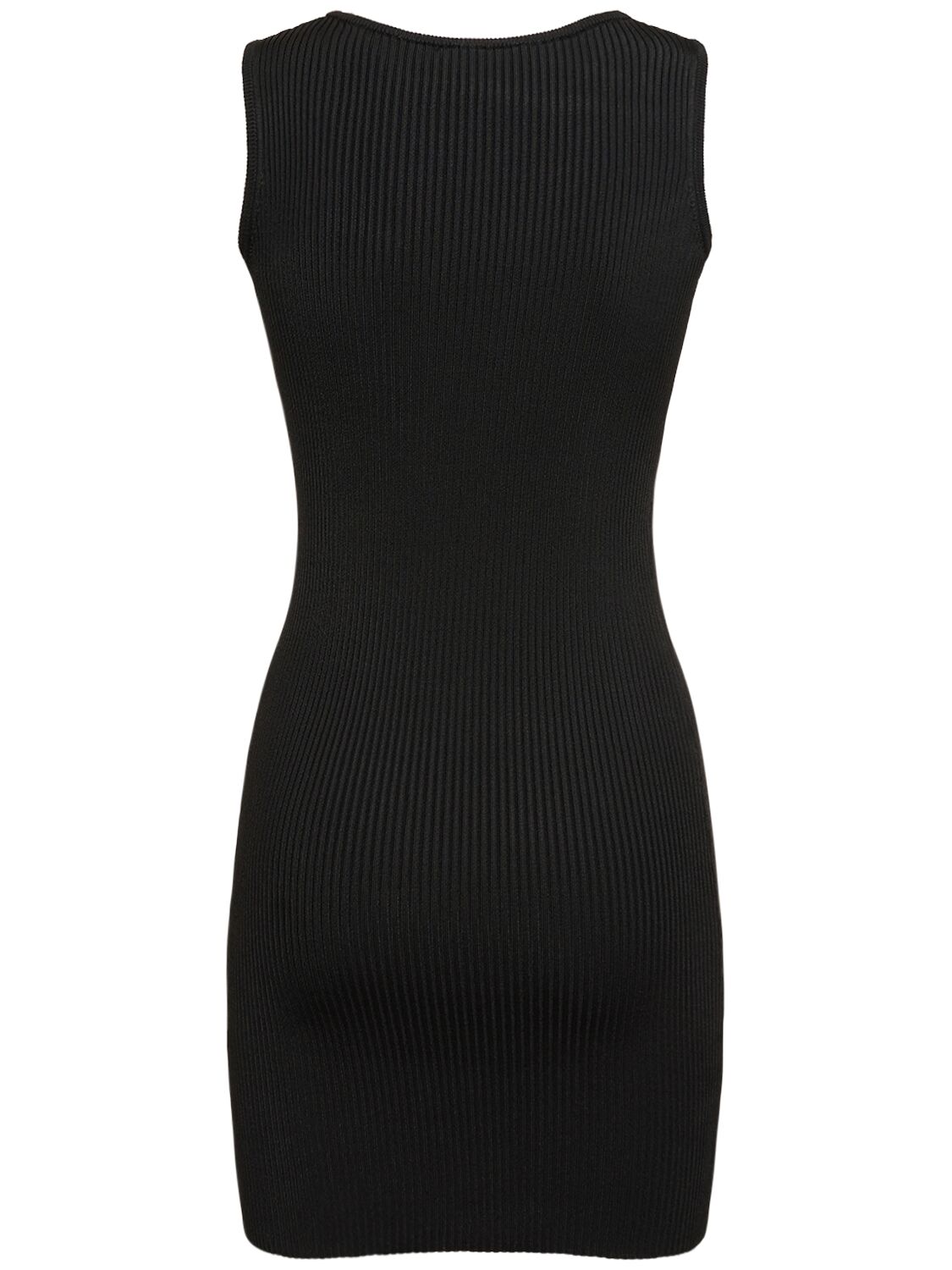 Shop Coperni Knitted Cut-out Viscose Mini Dress In Black