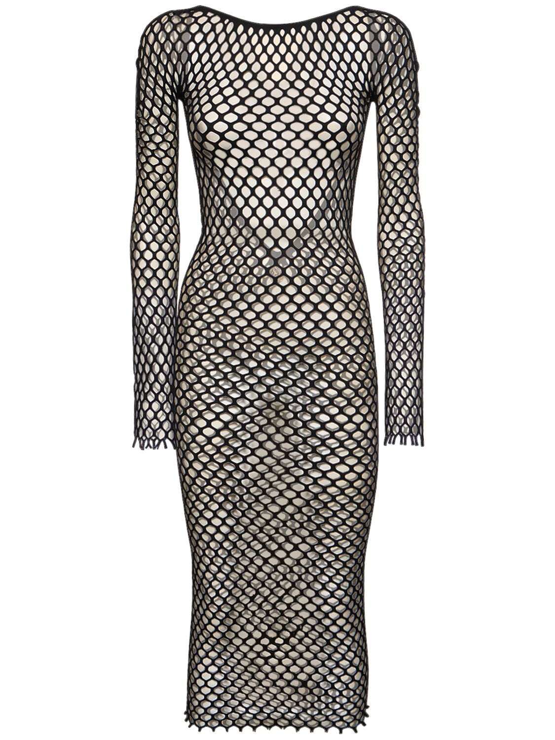 Image of Stretch Viscose Fishnet Midi Dress