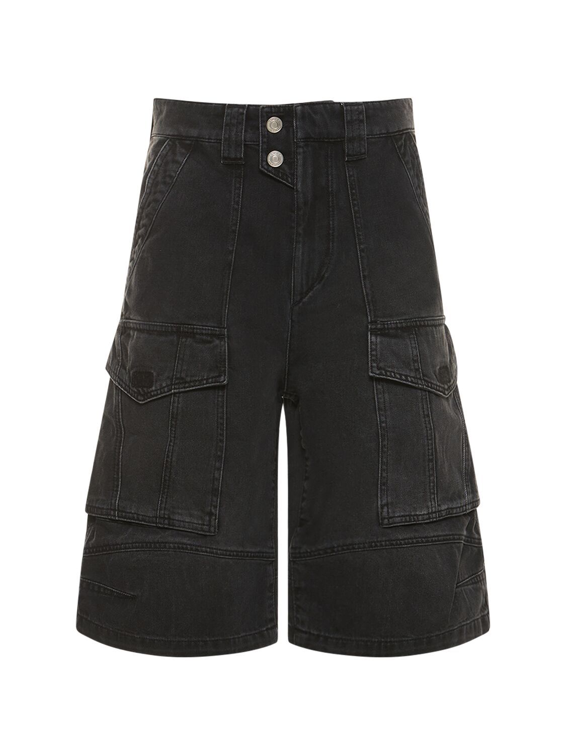 Marant Etoile Hortens Cotton Cargo Shorts In Washed Black
