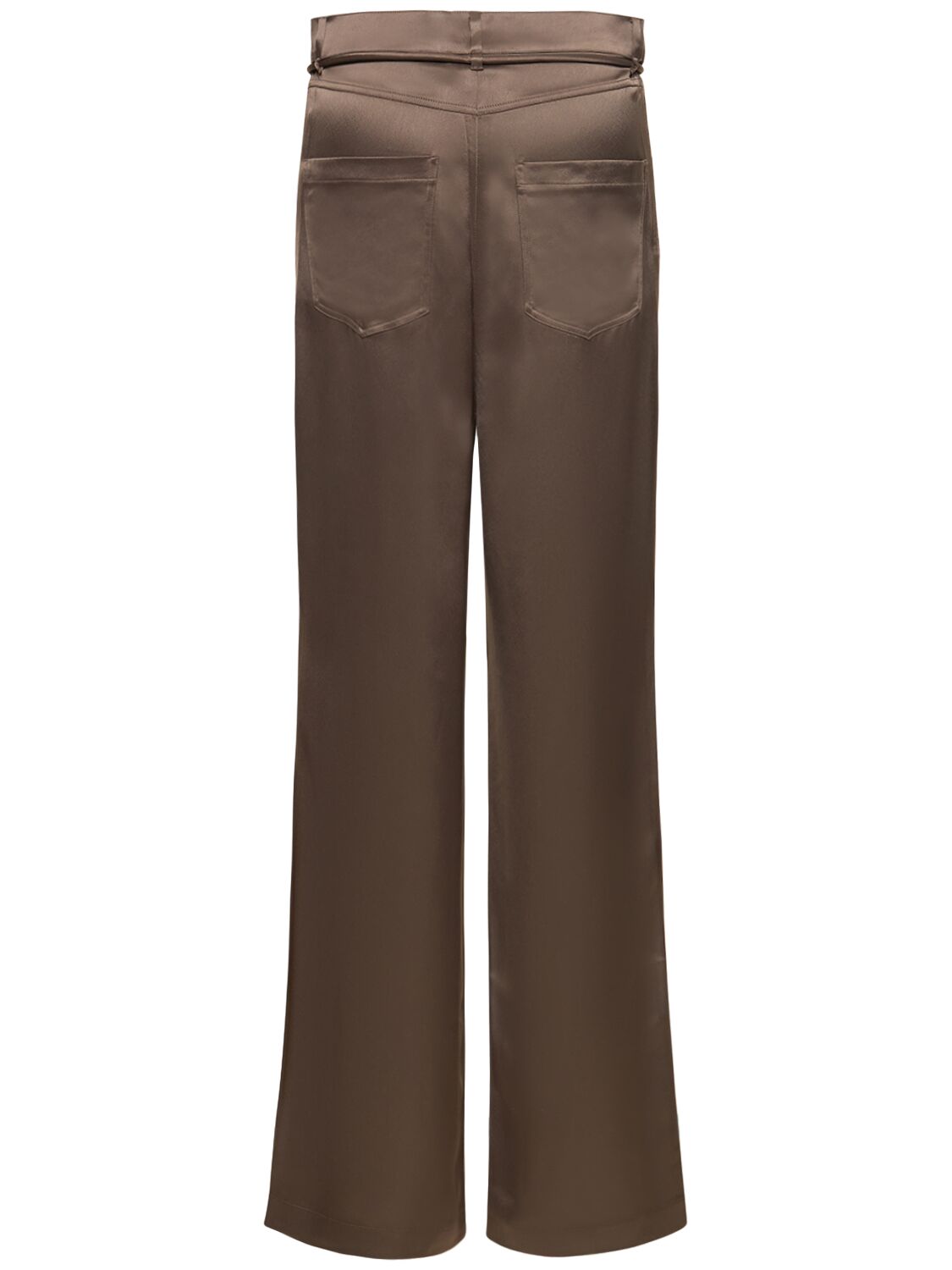 Shop Nanushka Sato Satin Drawstring Pants In Brown