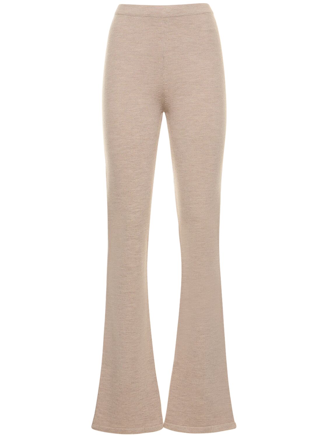 Wool Blend Knit Straight Pants