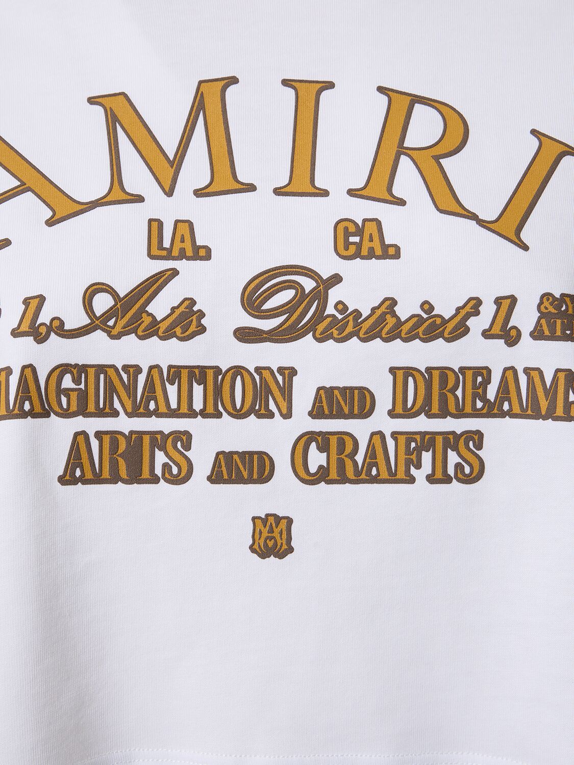Shop Amiri Logo Print Cotton Jersey Crop T-shirt In Multi,white