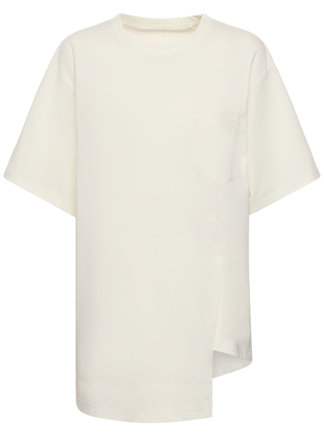 Y-3 Asymmetric Short-sleeve T-shirt In Beige,white