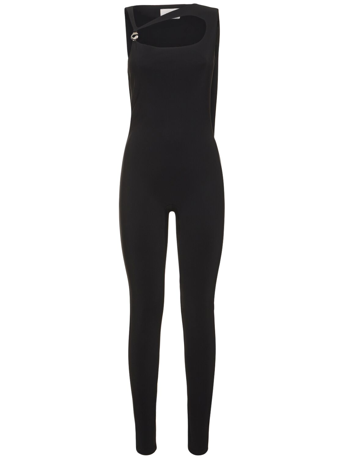 Shop Coperni Cape Cut Out Stretch Jersey Jumpsuit In Black