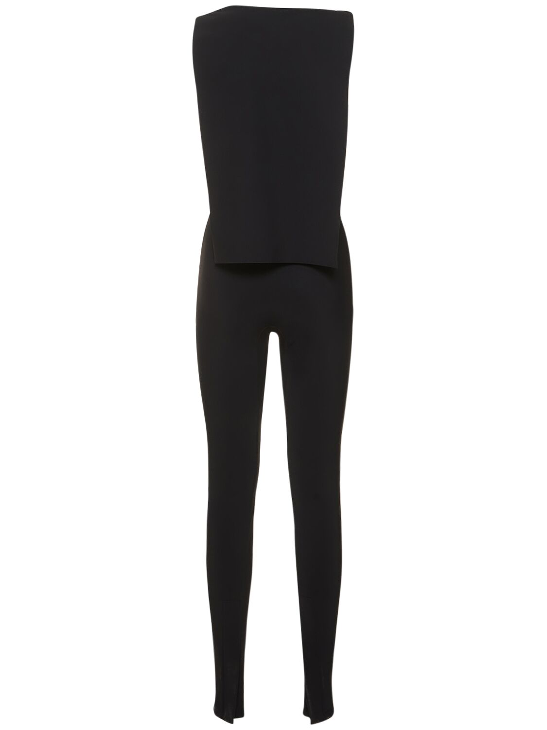 Shop Coperni Cape Cut Out Stretch Jersey Jumpsuit In Black