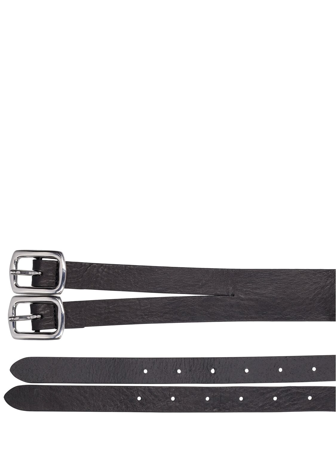 Shop Mm6 Maison Margiela Double Buckle Leather Belt In Black