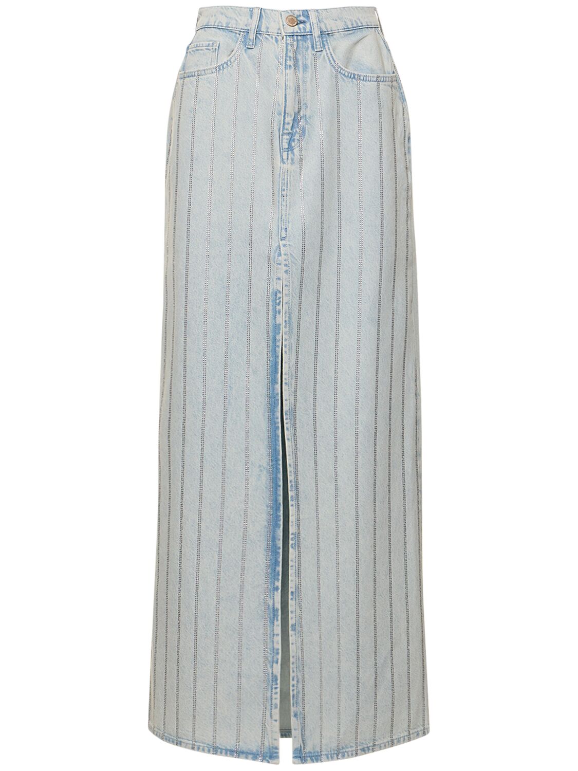 Triarchy Ms. Sofiane High-rise Slit Denim Skirt In Blue