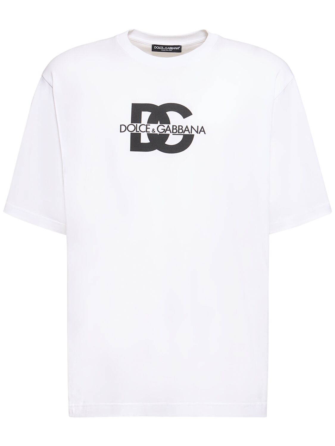Dolce & Gabbana Logo Cotton Jersey T-shirt In White Ottico