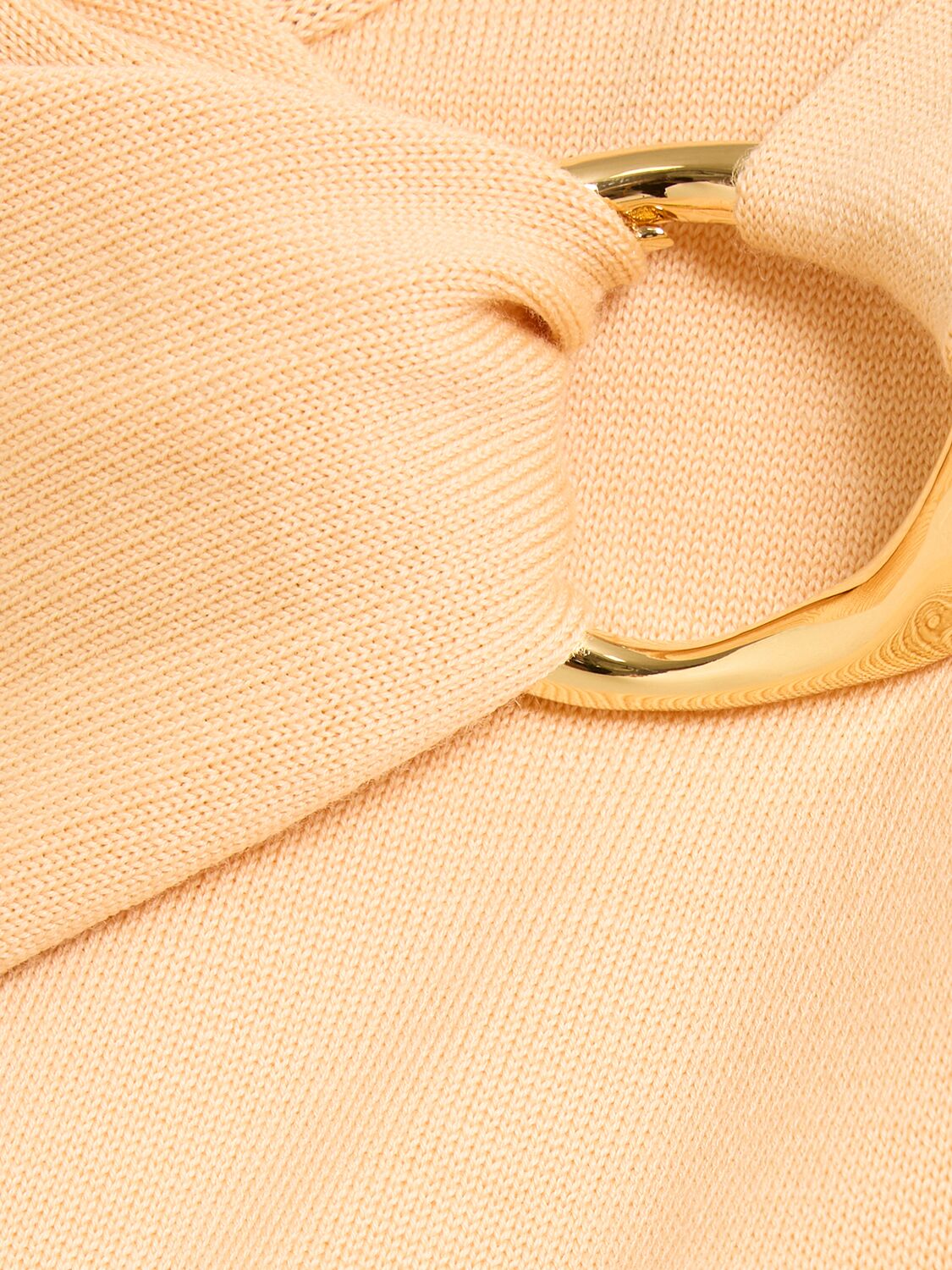 Shop Jil Sander Wool Knit Long Sleeve Top W/ Ring Detail In Dark Beige
